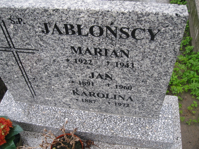 Marian Jabłonski 1922 Sosnowiec św. Barbary - Grobonet - Wyszukiwarka osób pochowanych