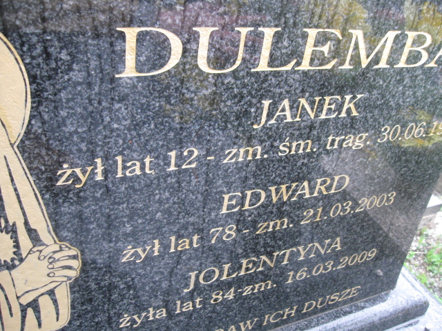 Jan Dulemba Sosnowiec św. Barbary - Grobonet - Wyszukiwarka osób pochowanych
