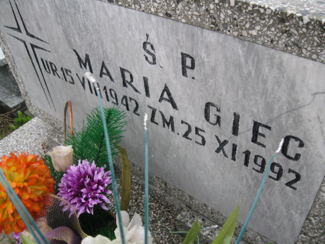 Maria Giec 1942 Sosnowiec św. Barbary - Grobonet - Wyszukiwarka osób pochowanych