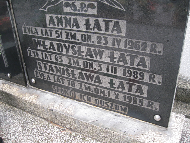 Stanisław Łata Sosnowiec św. Barbary - Grobonet - Wyszukiwarka osób pochowanych