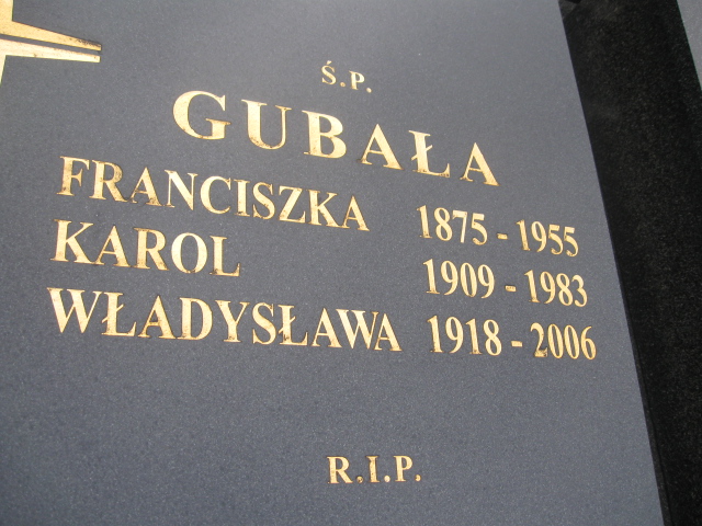 Franciszka Gubała 1875 Sosnowiec św. Barbary - Grobonet - Wyszukiwarka osób pochowanych