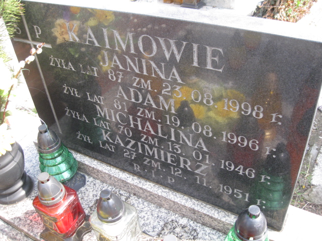 Adam Kaim Sosnowiec św. Barbary - Grobonet - Wyszukiwarka osób pochowanych