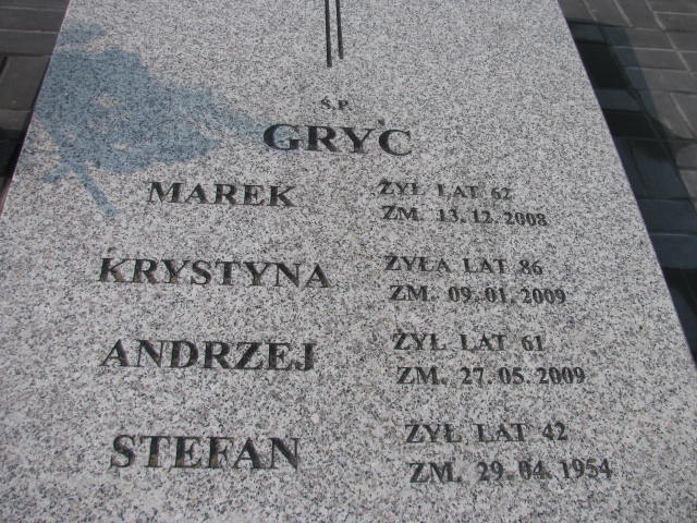 Andrzej Gryc Sosnowiec św. Barbary - Grobonet - Wyszukiwarka osób pochowanych