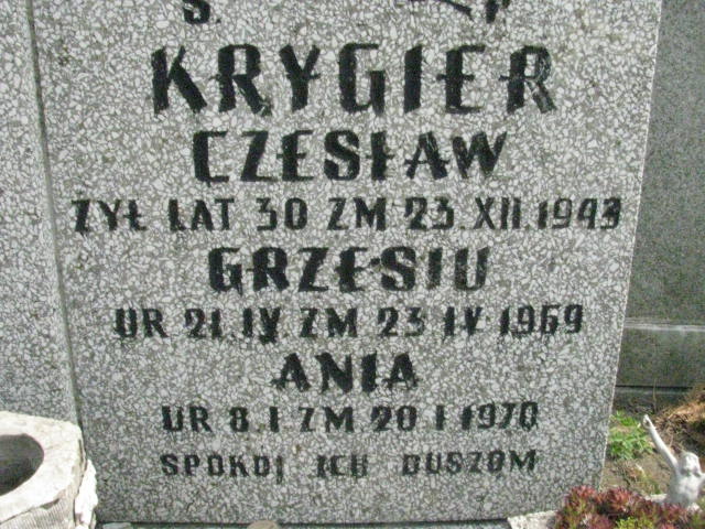 Czesław Krygier Sosnowiec św. Barbary - Grobonet - Wyszukiwarka osób pochowanych