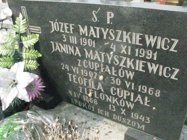 Janina Matyszkiewicz 1907 Sosnowiec św. Barbary - Grobonet - Wyszukiwarka osób pochowanych