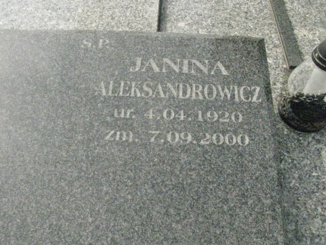 Janina Aleksandrowicz 1920 Sosnowiec św. Barbary - Grobonet - Wyszukiwarka osób pochowanych