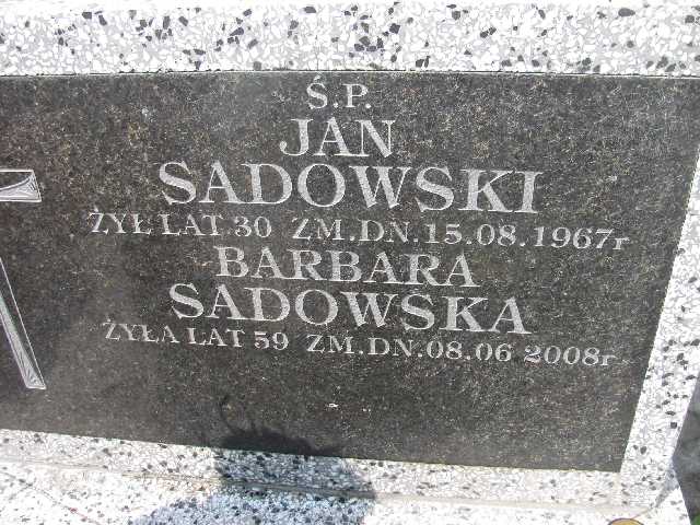 Jan Sadowski Sosnowiec św. Barbary - Grobonet - Wyszukiwarka osób pochowanych