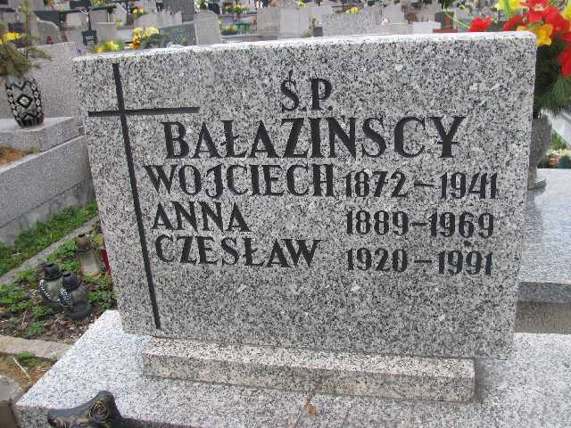 Wojciech Bałaziski 1872 Sosnowiec św. Barbary - Grobonet - Wyszukiwarka osób pochowanych