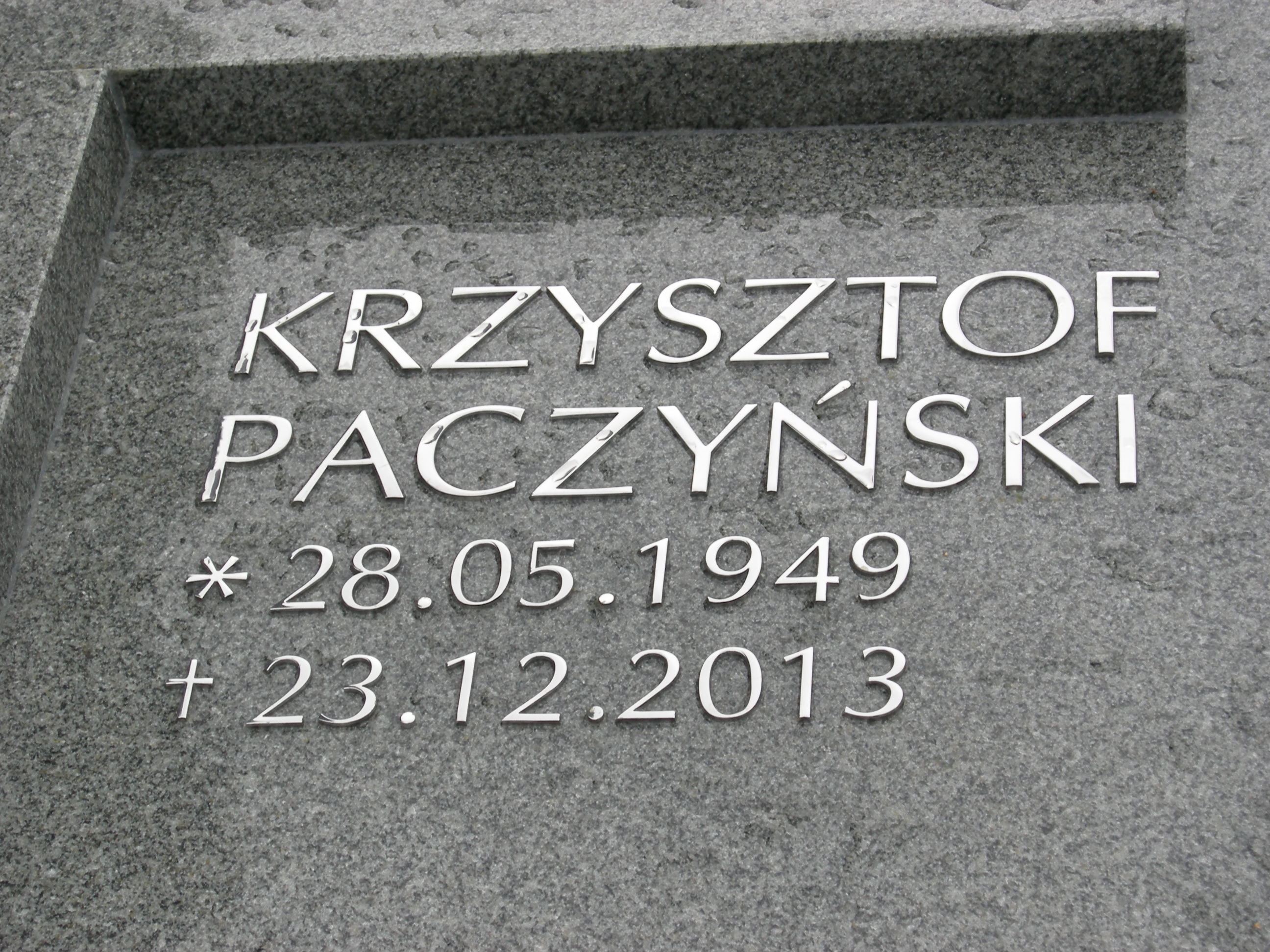 Krzysztof Paczyński 1949 Sosnowiec św. Barbary - Grobonet - Wyszukiwarka osób pochowanych