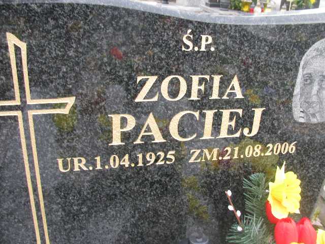 Zofia Paciej 1925 Sosnowiec św. Barbary - Grobonet - Wyszukiwarka osób pochowanych