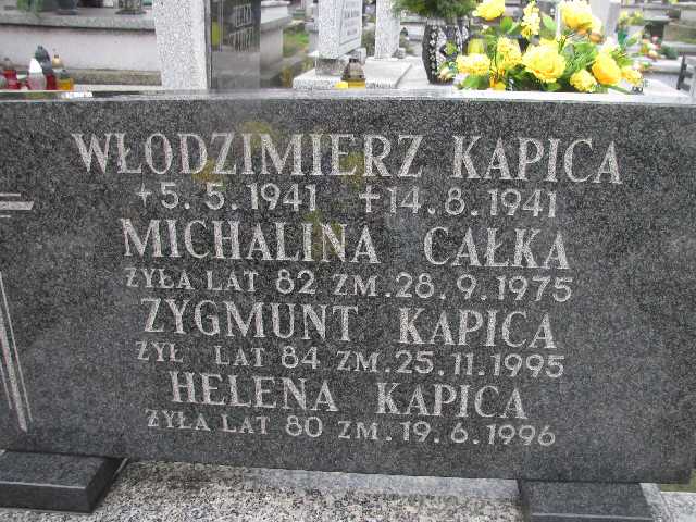 Włodzimierz Kapica 1941 Sosnowiec św. Barbary - Grobonet - Wyszukiwarka osób pochowanych