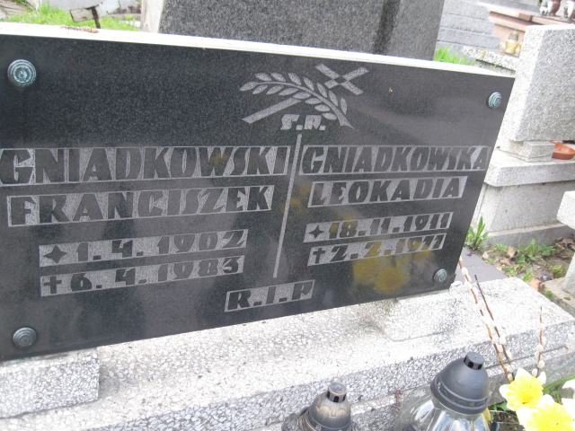 Franciszek Gniadkowski 1902 Sosnowiec św. Barbary - Grobonet - Wyszukiwarka osób pochowanych