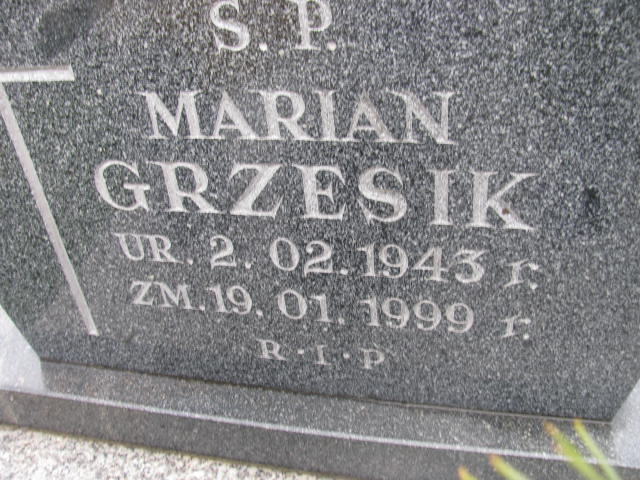 Marian Grzesik 1943 Sosnowiec św. Barbary - Grobonet - Wyszukiwarka osób pochowanych
