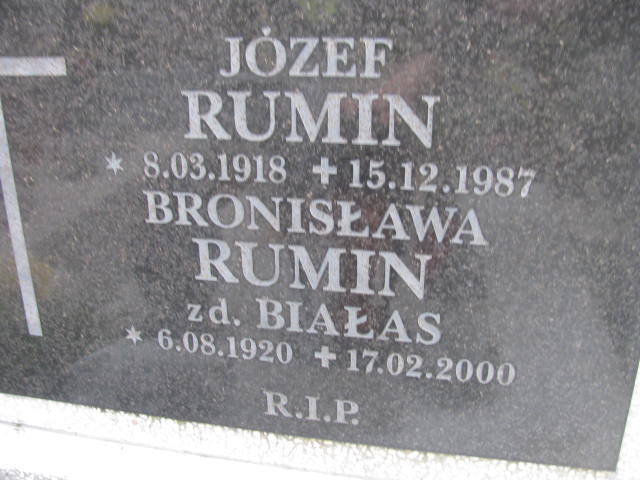 Józef Rumin 1918 Sosnowiec św. Barbary - Grobonet - Wyszukiwarka osób pochowanych