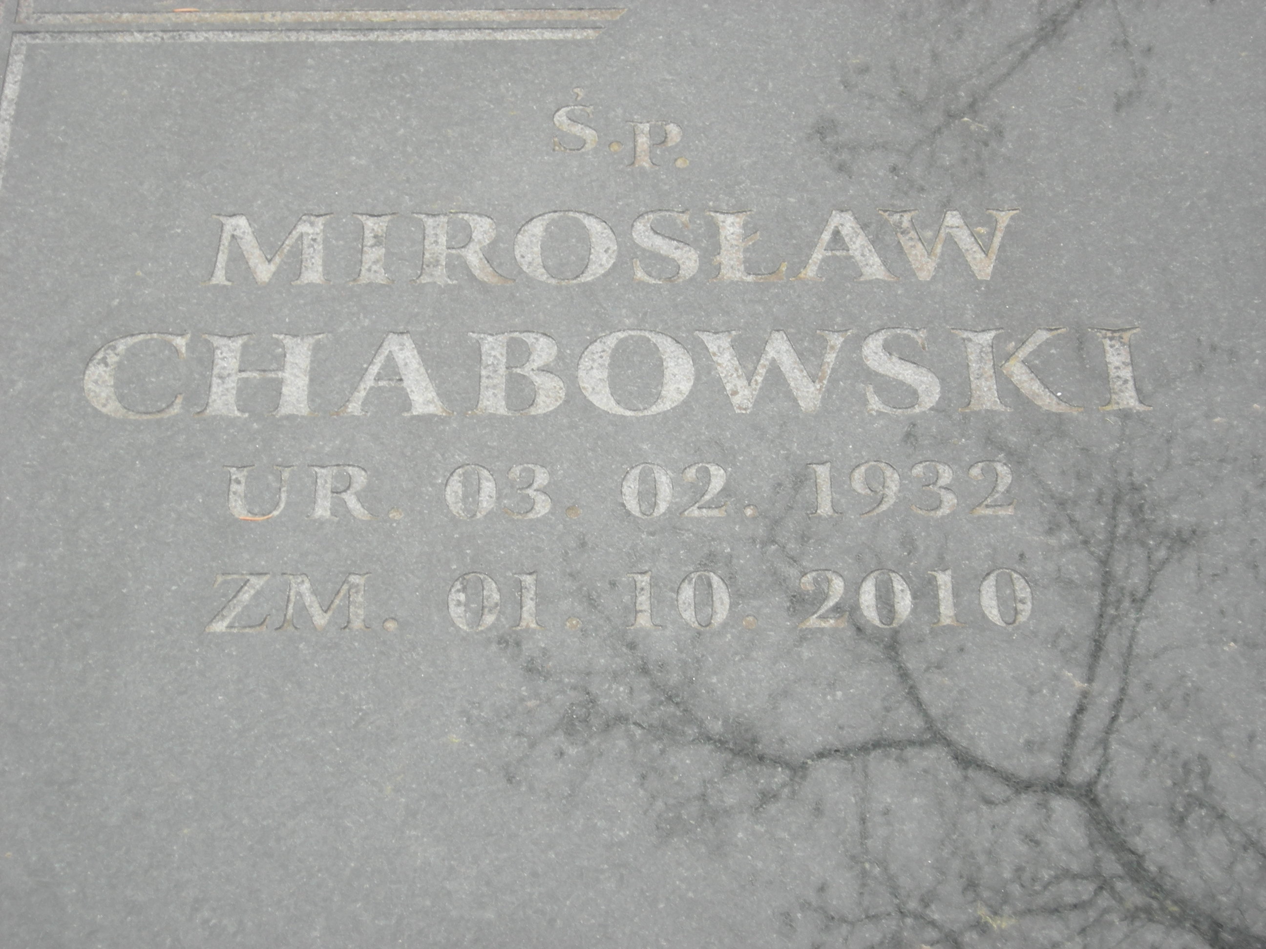Mirosław Chabowski 1932 Sosnowiec św. Barbary - Grobonet - Wyszukiwarka osób pochowanych