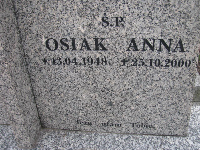 Anna Osiak 1948 Sosnowiec św. Barbary - Grobonet - Wyszukiwarka osób pochowanych