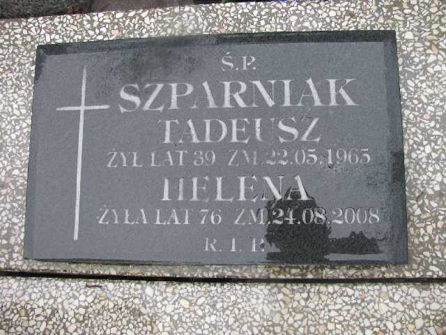 Tadeusz Szparniak Sosnowiec św. Barbary - Grobonet - Wyszukiwarka osób pochowanych