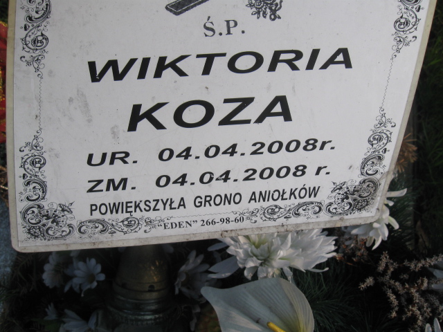 Wiktoria Koza 2008 Sosnowiec św. Barbary - Grobonet - Wyszukiwarka osób pochowanych