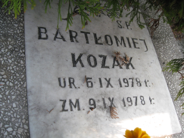 Bartłomiej Kozak 1978 Sosnowiec św. Barbary - Grobonet - Wyszukiwarka osób pochowanych