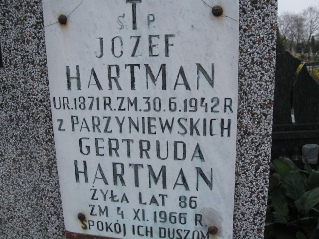 Józef Hartman Sosnowiec św. Barbary - Grobonet - Wyszukiwarka osób pochowanych